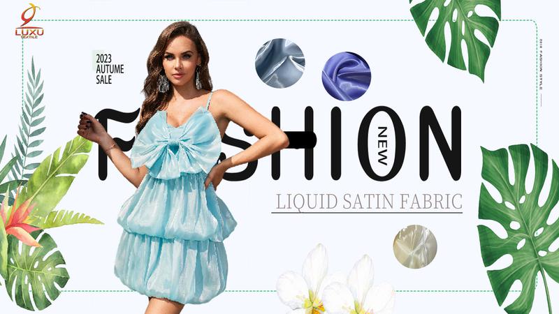 100% Polyester Organza Liquid Satin Fabric Luxury Shiny Metallic Liquid Satin Fabric