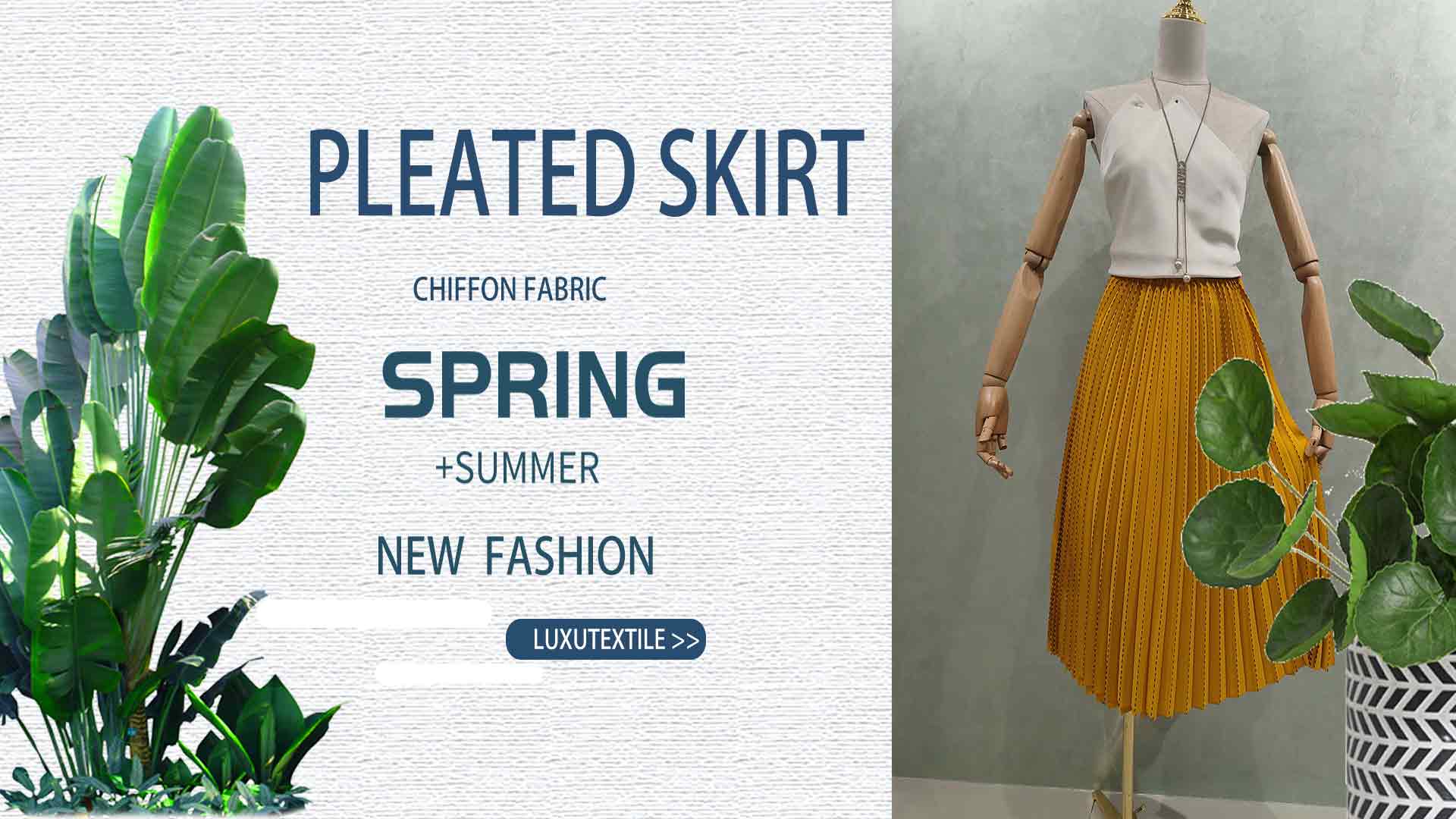 wholesale chiffon fabric skirt with inverted pleats