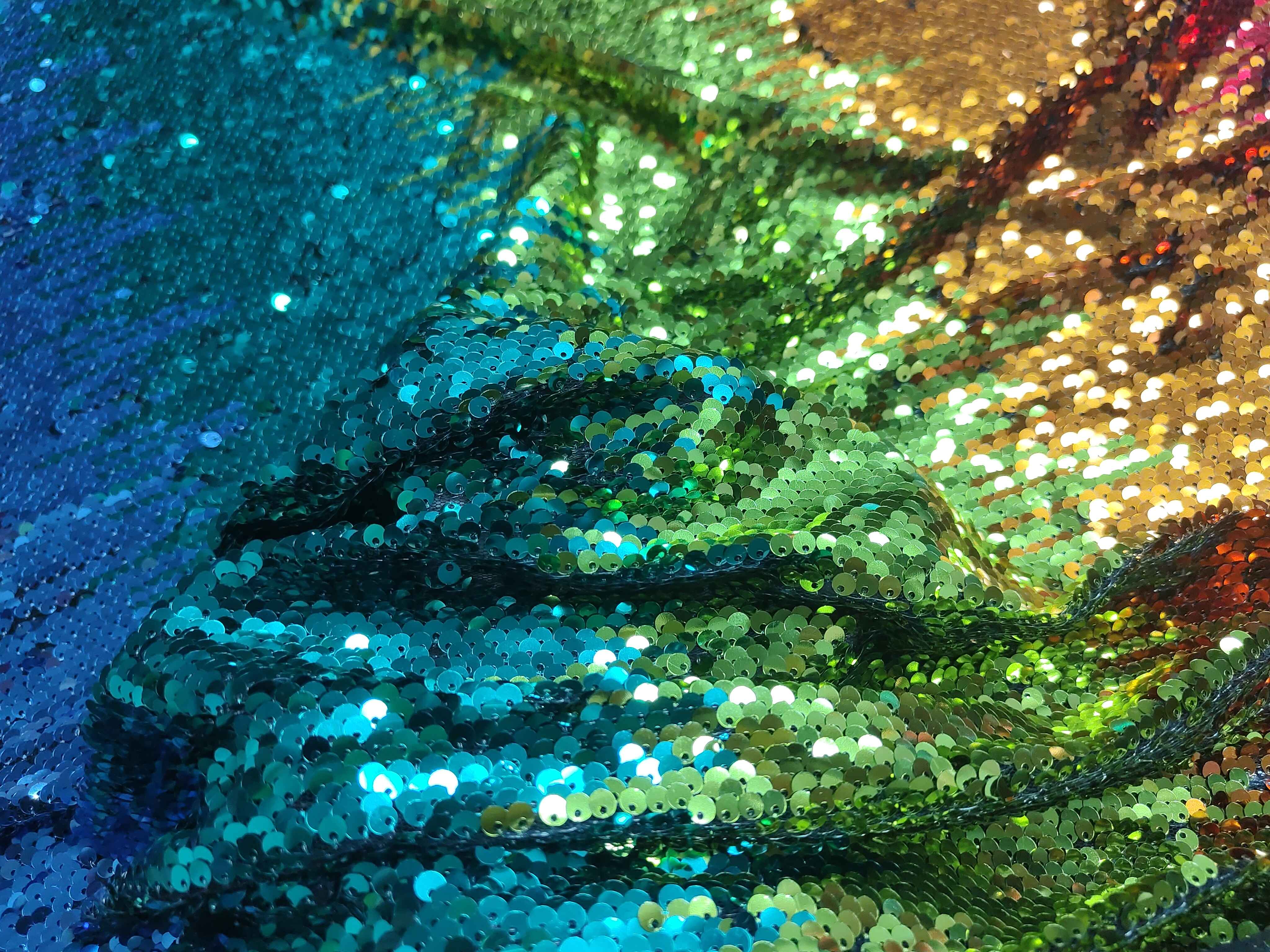 rainbow sequin fabric for evening dress