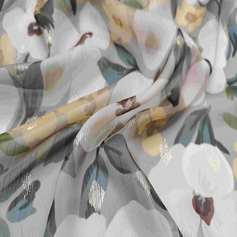 foil print chiffon fabric 