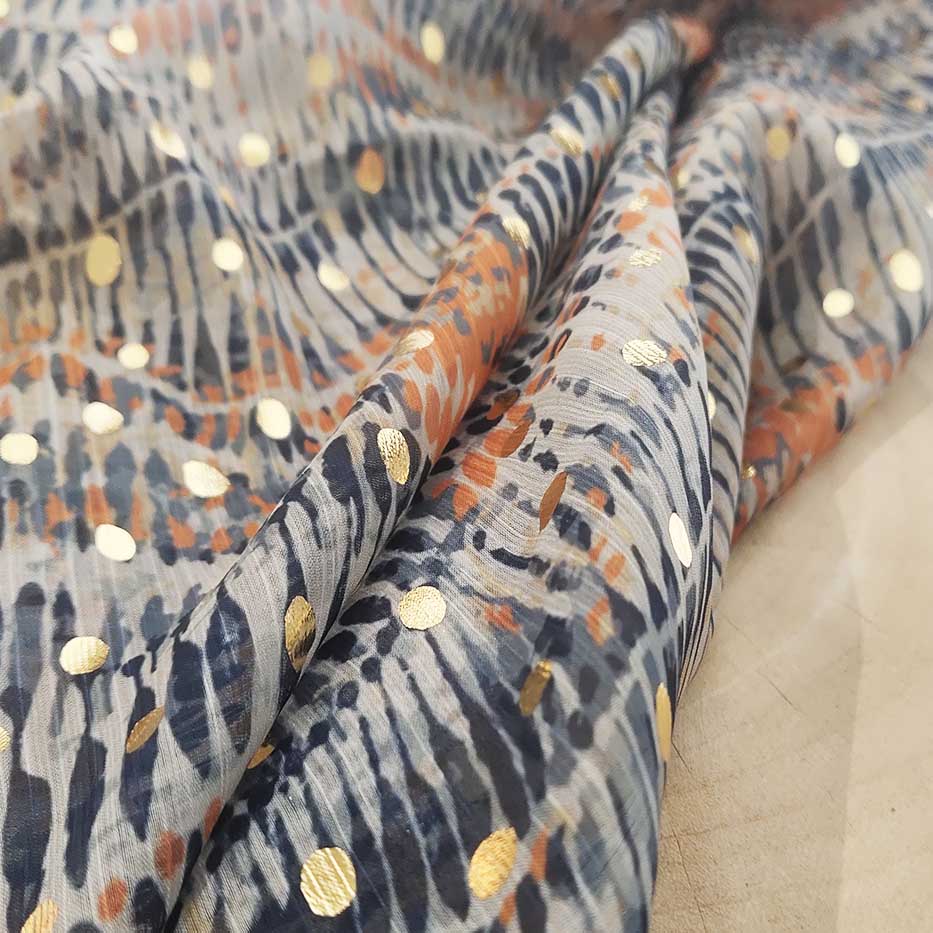 Fashion Polyester Woven Bronzing Digital Printed Chiffon Fabric