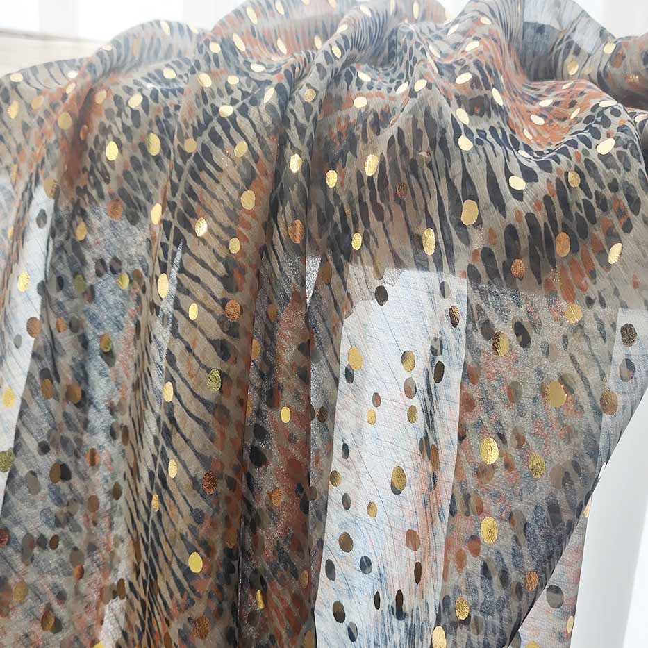 Fashion Polyester Woven Bronzing Digital Printed Chiffon Fabric