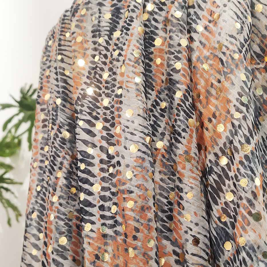 Fashion Polyester Woven Bronzing Digital Printed Chiffon Fabric