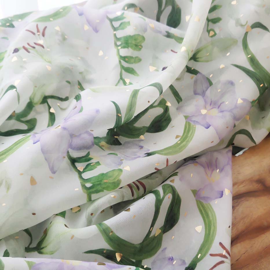 Bronzing Polyester Woven Fabric Digital Printing Chiffon Fabric