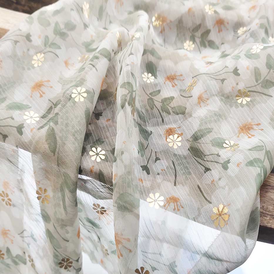 Small Florals Printed Chiffon Crepe Fabric